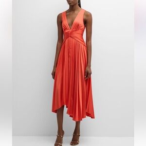 ACLER Darley Sleeveless Pleated A-line Midi Dress In Watermelon Red Size 6 Party